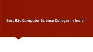 Best BSc Computer Science Colleges In India