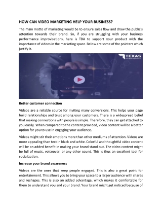 How Video Marketing can Help Your Business
