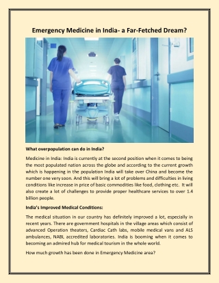 Emergency Medicine in India- a Far-Fetched Dream