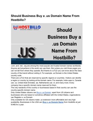 Should Business Buy a .us Domain Name From Hostbillo_