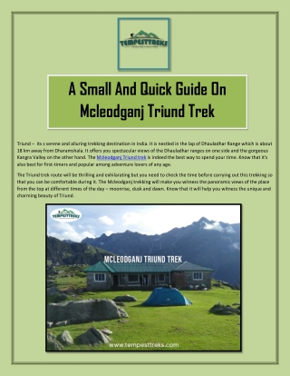 A Small And Quick Guide On Mcleodganj Triund Trek