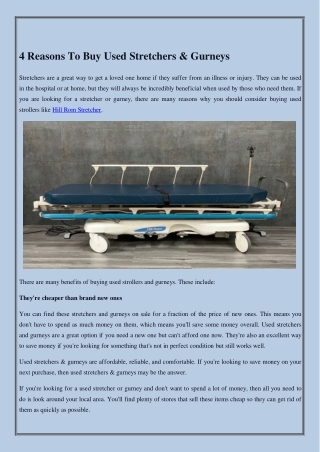 4 Reasons To Buy Used Stretchers & Gurneys