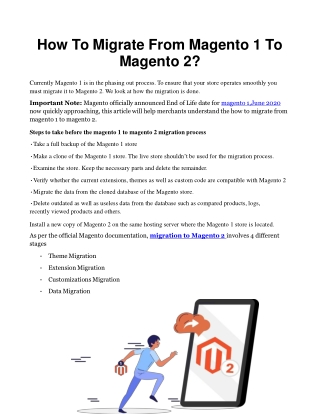 How To Migrate From Magento 1 To Magento 2?