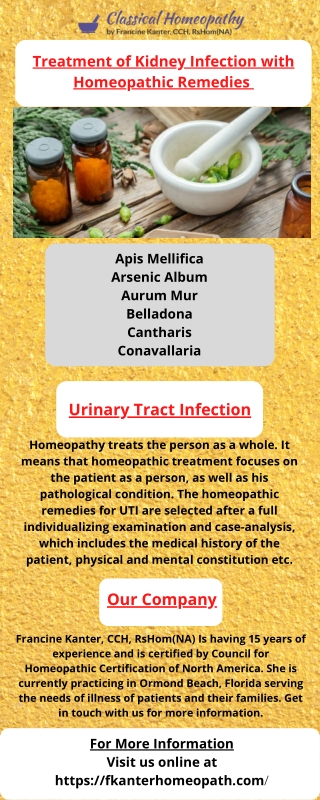 Treatment of Kidney Infection with Homeopathic Remedies