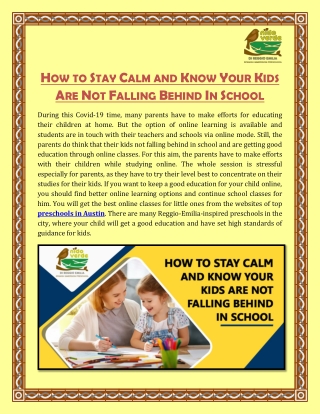 How to Stay Calm and Know Your Kids Are Not Falling Behind In School