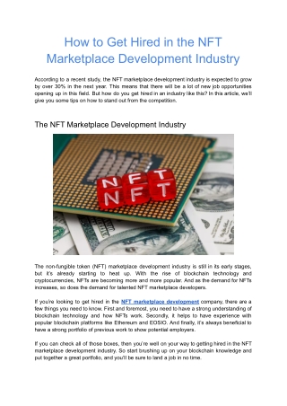 How to Get Hired in the NFT Marketplace Development Industry