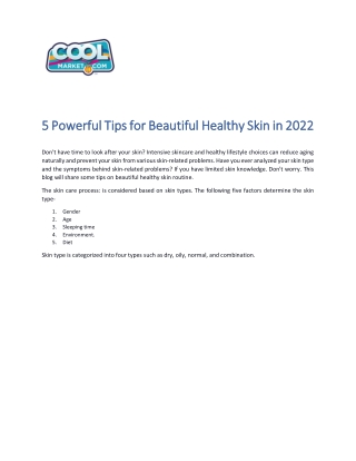 5 Powerful Tips for Beautiful Healthy Skin in 2022