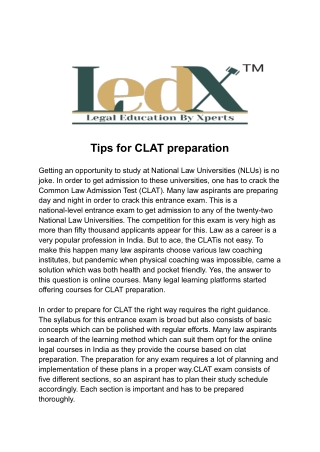 Tips for CLAT preparation