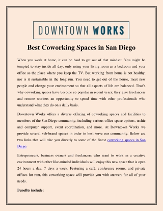 Best Coworking Spaces in San Diego