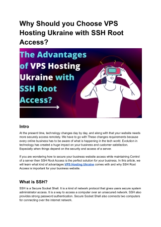 The Advantages of VPS Hosting Ukraine with SSH Root Access