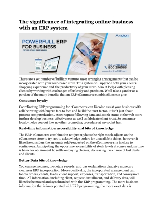 The significance of integrating online business with an ERP system