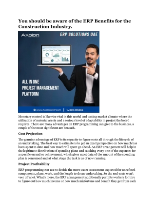 You should be aware of the ERP Benefits for the Construction Industry.