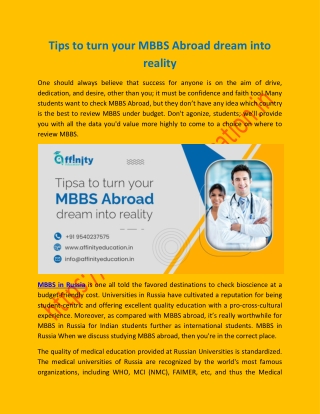 Tips to turn your MBBS Abroad dream into reality