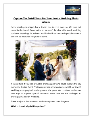 Capture The Detail Shots For Your Jewish Wedding Photo Album