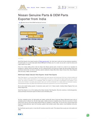 Nissan Genuine Parts Genuine Parts Exporter from India