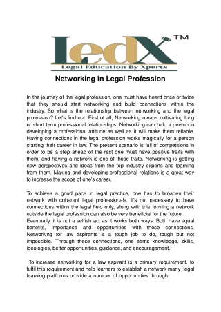Networking in Legal Profession