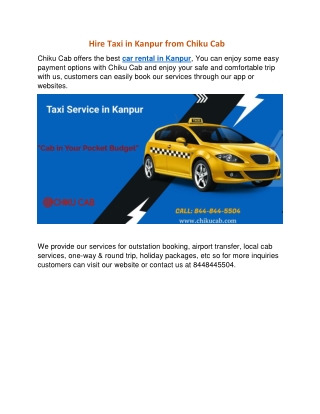 Hire Taxi in Kanpur from Chiku Cab