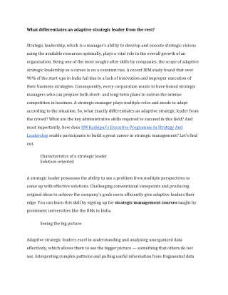 What differentiates an adaptive strategic leader from the rest