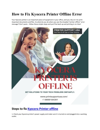How to Fix Kyocera Printer Offline Error