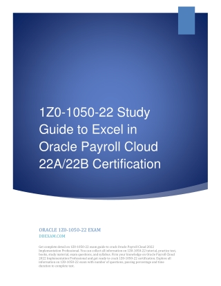 1Z0-1050-22 Study Guide to Excel in Oracle Payroll Cloud 22A/22B Certification