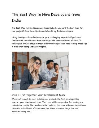 The Best Way to Hire Developers from India