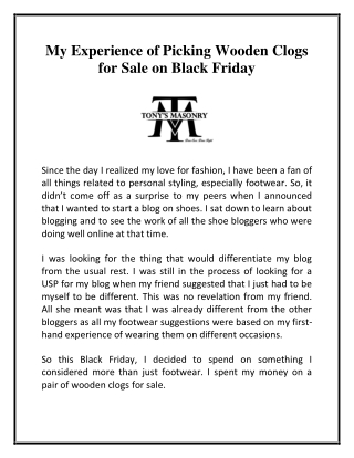 My Experience of Picking Wooden Clogs for Sale on Black Friday