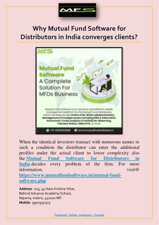 Why Mutual Fund Software for Distributors in India converges clients