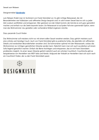 Frank Sitzmöbel mit vielfältigem Sortiment