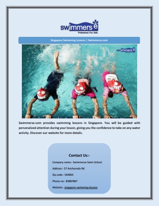 Singapore Swimming Lessons | Swimmerse.com