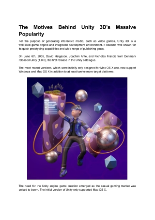 The Motives Behind Unity 3D's Massive Popularity