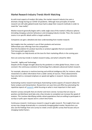 Market Research Industry Trends Worth Watching