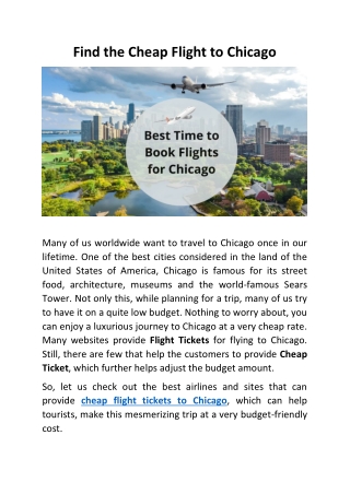 Find the cheapest flight to Chicago