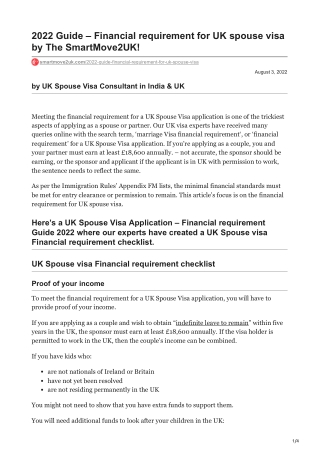 2022 Guide  Financial requirement for UK spouse visa by The SmartMove2UK