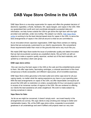 DAB Vape Store Online in the USA