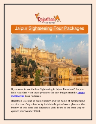 Jaipur Sightseeing Tour Packages