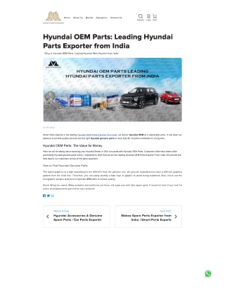 Hyundai oem parts exporter from India- leading parts exporter