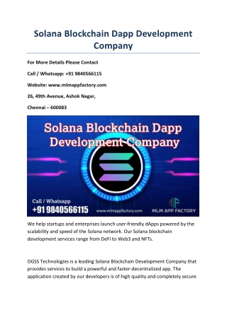 Solana Blockchain Dapp Development Company