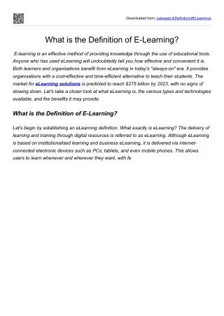 What is the Definition of E-Learning?