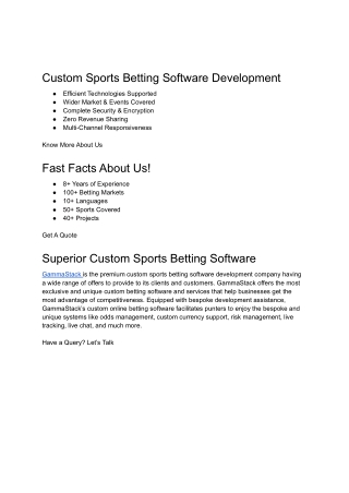 Custom Sports Betting Software Development