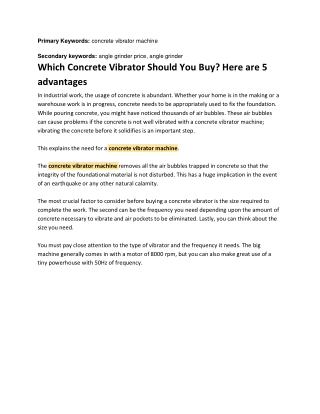Which Concrete Vibrator Should You Buy Here are 5 advantages