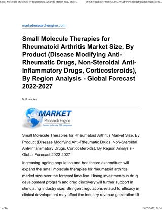 Small Molecule Therapies for Rheumatoid Arthritis Market