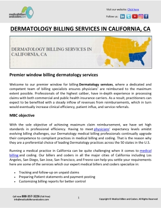 DERMATOLOGY BILLING SERVICES IN CALIFORNIA, CA