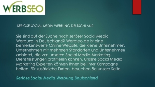 Seriöse Social Media Werbung Deutschland  Werbseo.de