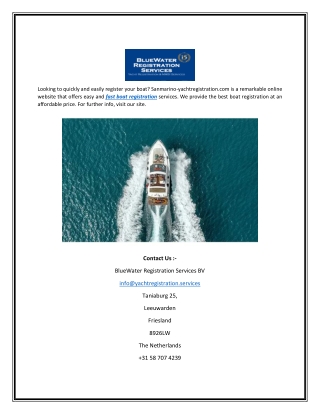 Fast Boat Registration | Sanmarino-yachtregistration.com