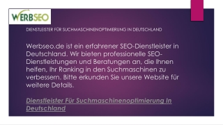 Dienstleister für Suchmaschinenoptimierung in Deutschland  Werbseo.de