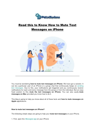 Read this to Know How to Mute Text Messages on iPhone