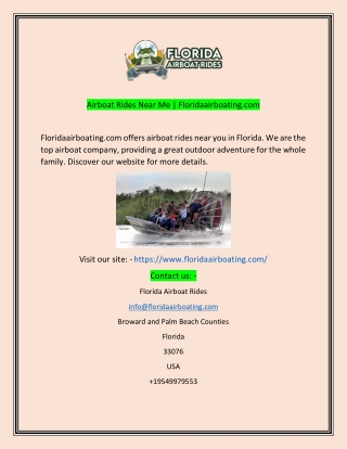 Airboat Rides Near Me Floridaairboatingcom