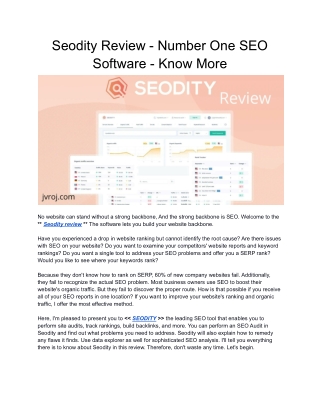 Seodity Review *With Surprising APPSumo Deal* Read more