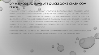 Keep the QuickBooks Crash Com Error at Bay