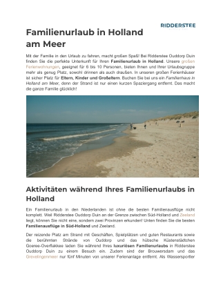Familienurlaub in Holland am Meer bei Ridderstee Ouddorp Duin